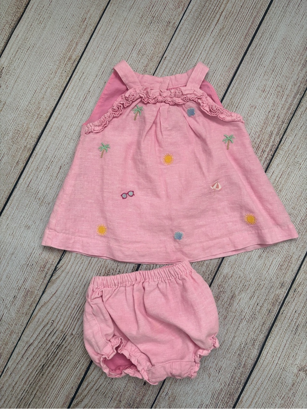 Janie and Jack Pink Embroidered Tank Top with Bloomers